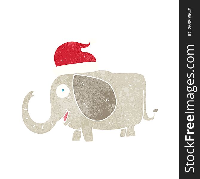 Cartoon Elephant In Christmas Hat