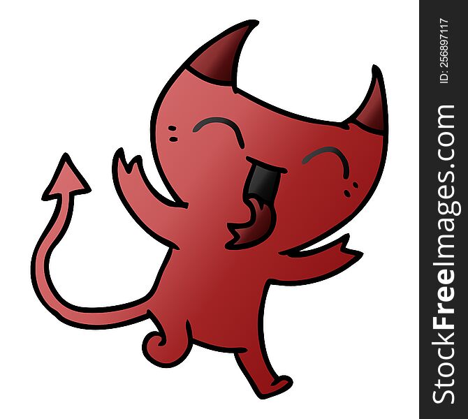 Gradient Cartoon Of Cute Kawaii Red Demon