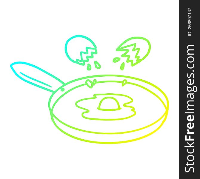 cold gradient line drawing cartoon pan frying egg