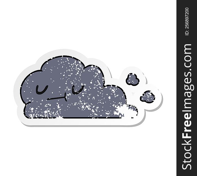 Distressed Sticker Cartoon Of Kawaii Happy Cloud