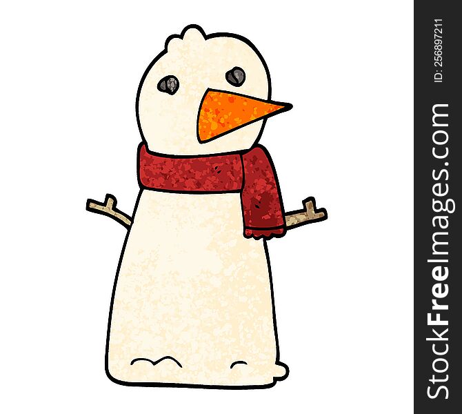 grunge textured illustration cartoon snowman