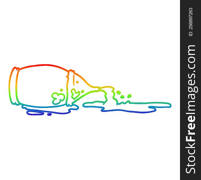 Rainbow Gradient Line Drawing Cartoon Spilled Ketchup Bottle