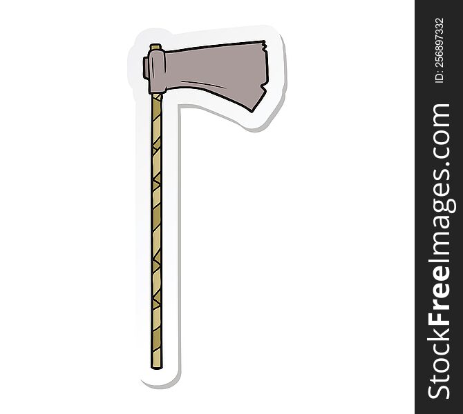 sticker of a cartoon medieval war axe