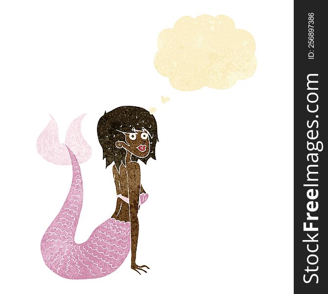 Cartoon Mermaid With Thought Bubble