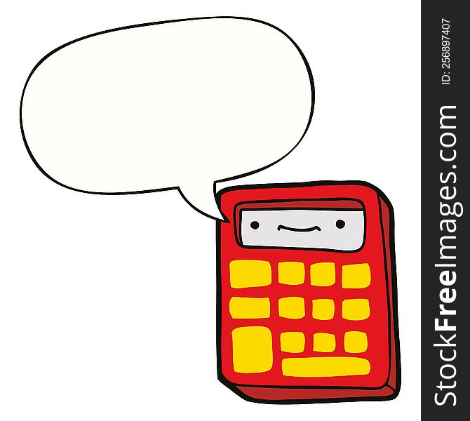 cartoon calculator and speech bubble