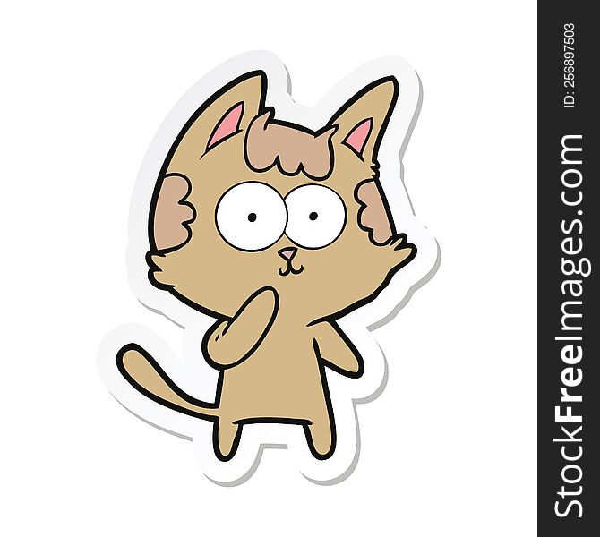 sticker of a cartoon cat considering