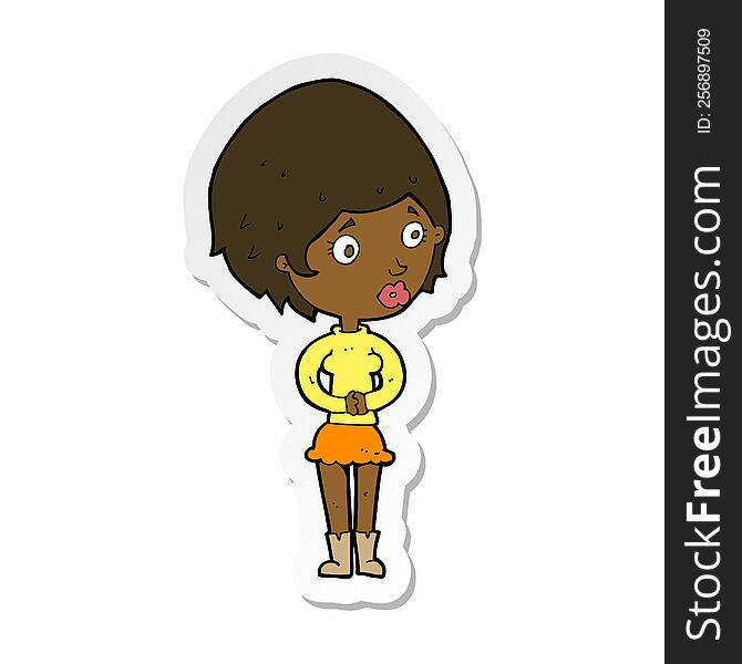 Sticker Of A Cartoon Concerned Woman