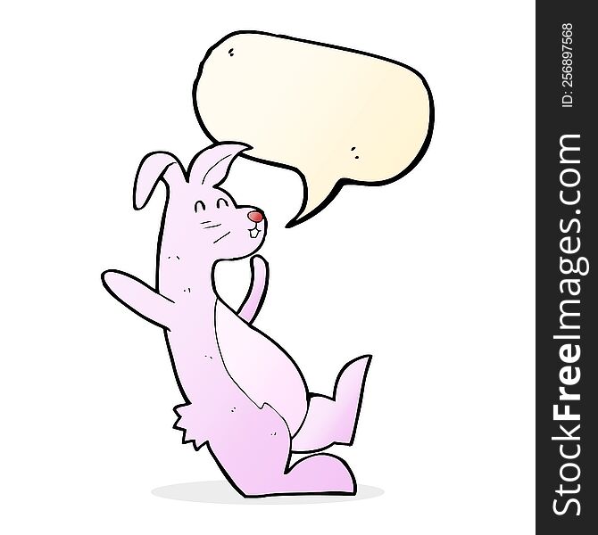 Cartoon Pink Bunny With Speech Bubble