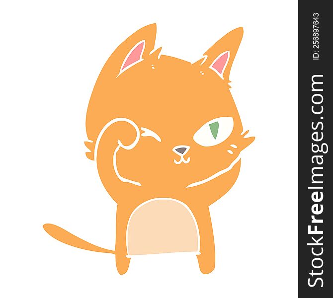 Flat Color Style Cartoon Cat Rubbing Eye