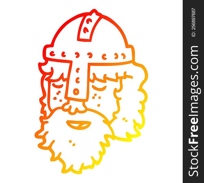 warm gradient line drawing of a cartoon viking face