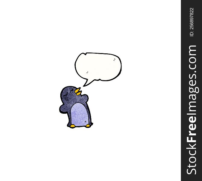 Penguin With Speech Bubble Cartoon