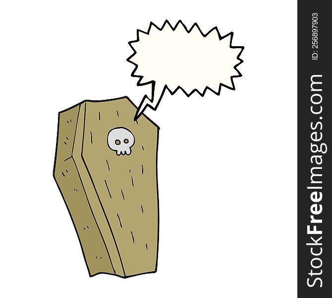 freehand drawn speech bubble cartoon spooky coffin