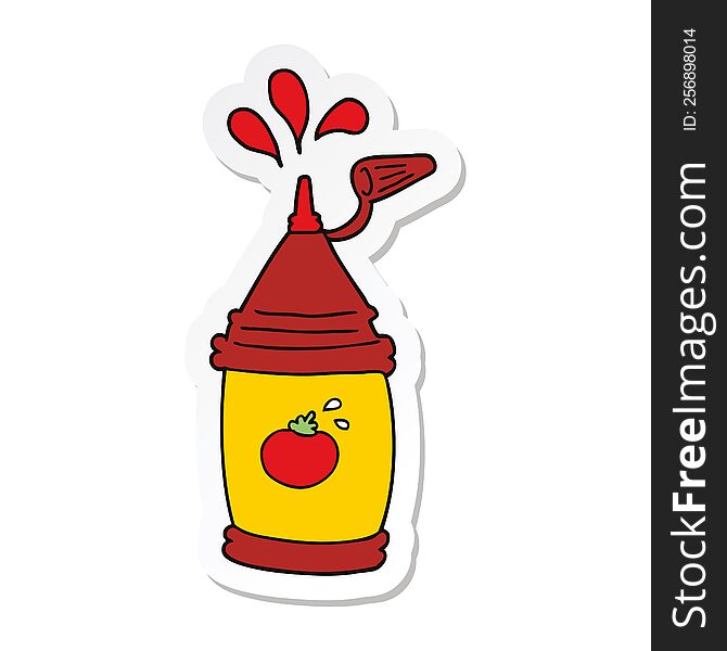 Sticker Of A Cartoon Ketchup Bottle