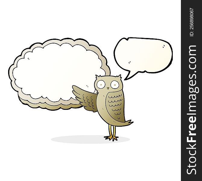 Speech Bubble Cartoon Owl Pointing