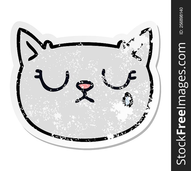 Distressed Sticker Of A Quirky Hand Drawn Cartoon Crying Cat