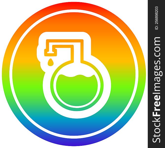 chemical vial circular icon with rainbow gradient finish. chemical vial circular icon with rainbow gradient finish