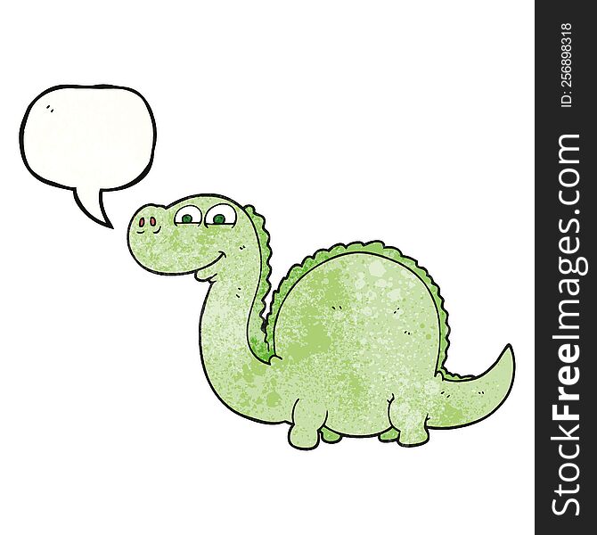 freehand speech bubble textured cartoon dinosaur