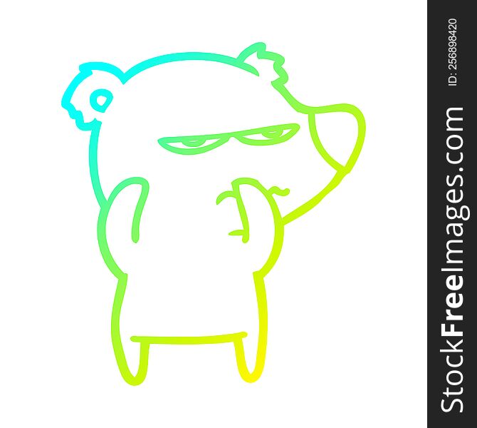 cold gradient line drawing angry bear polar cartoon