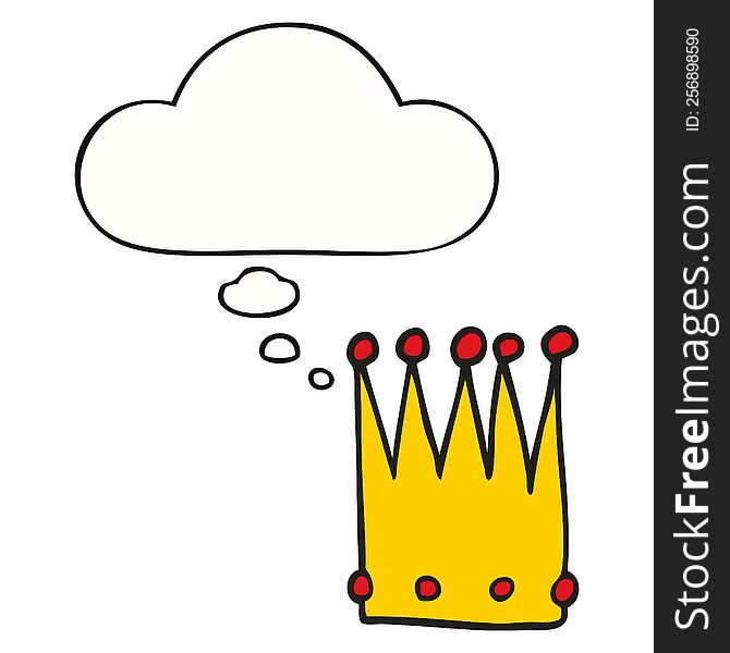 cartoon simple crown with thought bubble. cartoon simple crown with thought bubble