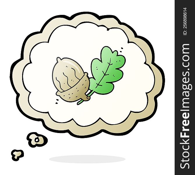 freehand drawn thought bubble cartoon acorn