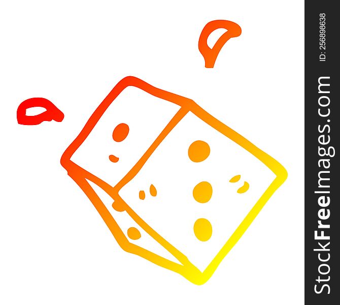 warm gradient line drawing of a cartoon rolling dice