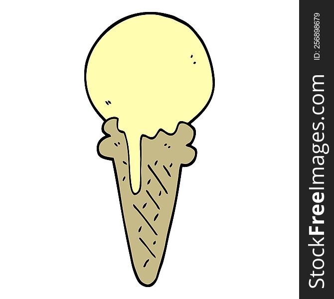 Hand Drawn Doodle Style Cartoon Ice Cream Cone