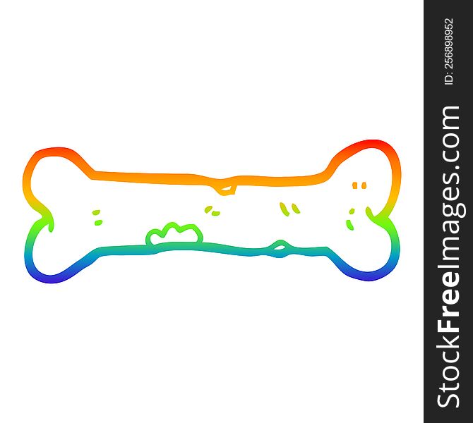 rainbow gradient line drawing of a cartoon bone