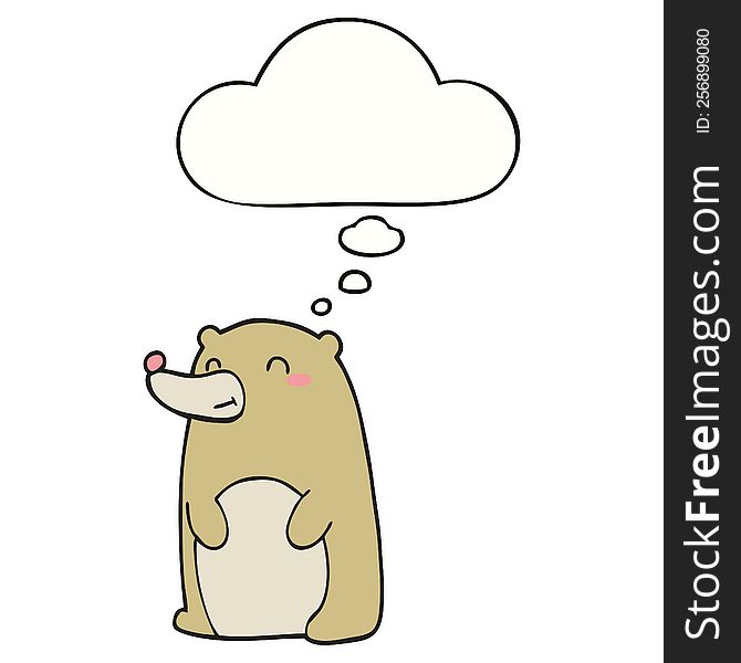 Cute Cartoon Bear And Thought Bubble