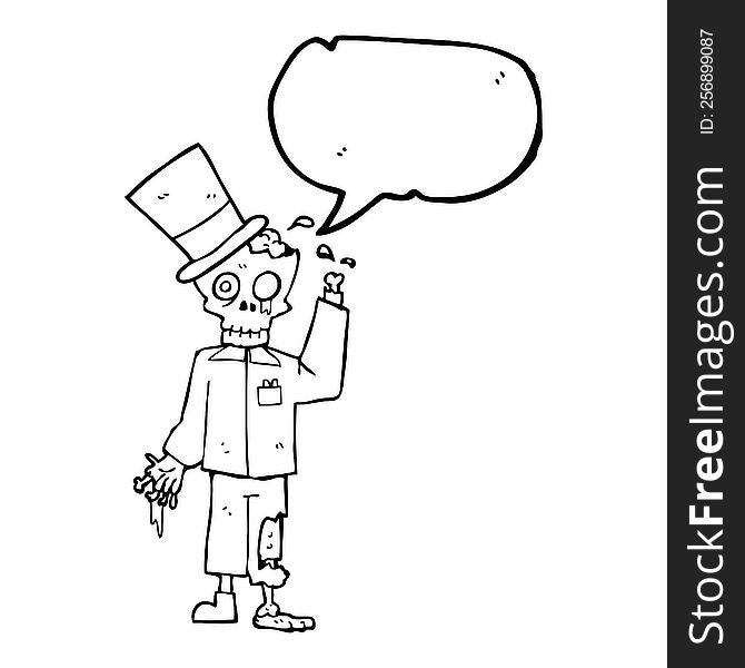 freehand drawn speech bubble cartoon posh zombie