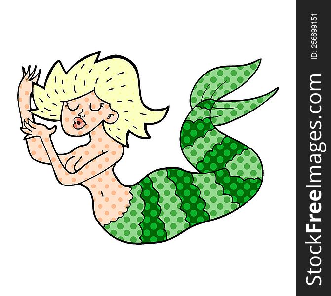 cartoon doodle woman mermaid