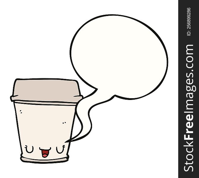 Cartoon Coffee Cup And Speech Bubble