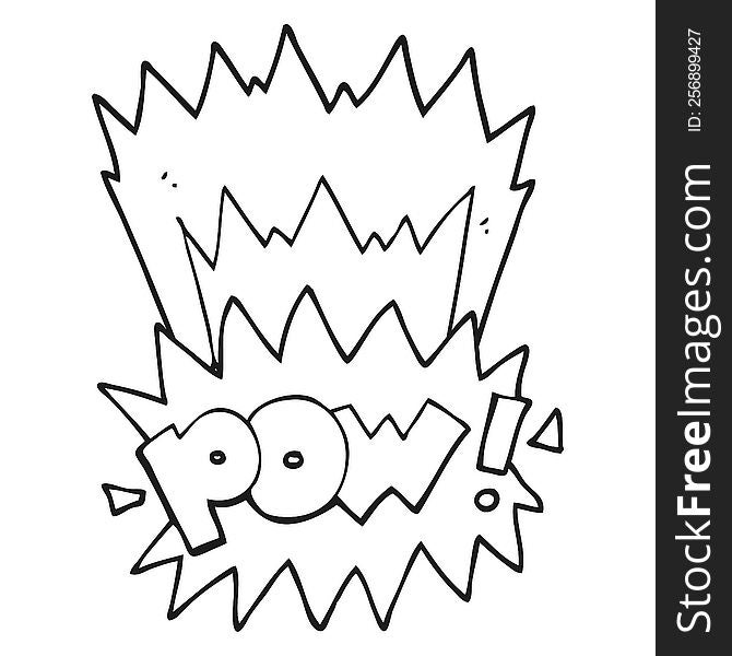 freehand drawn black and white cartoon pow symbol