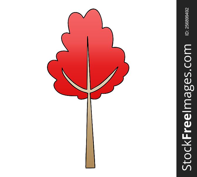 Quirky Gradient Shaded Cartoon Tree In Fall