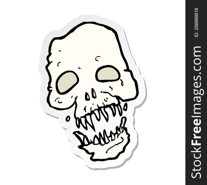 sticker of a cartoon scary skull