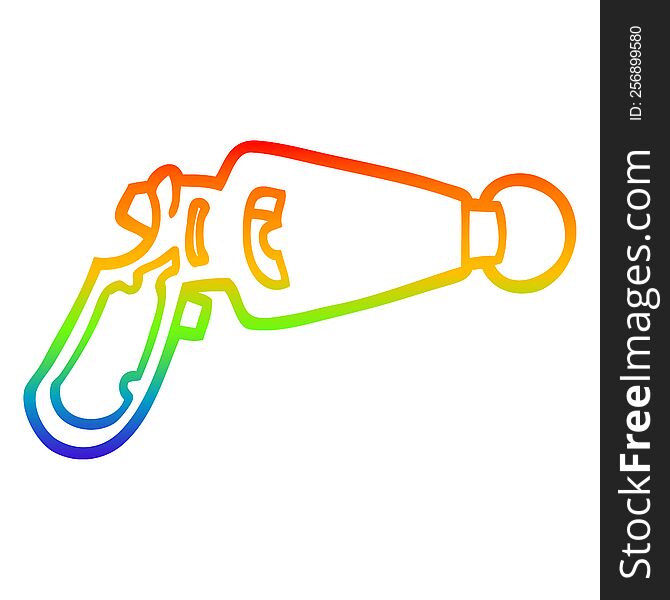 rainbow gradient line drawing of a cartoon ray gun