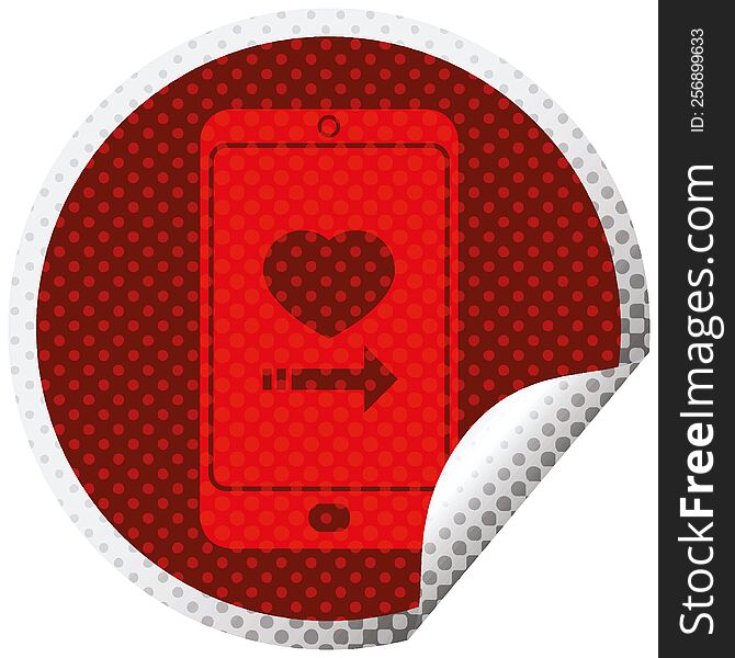 dating app on cell phone circular peeling sticker