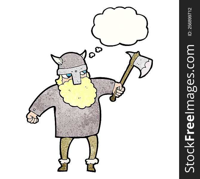 freehand drawn thought bubble textured cartoon viking warrior