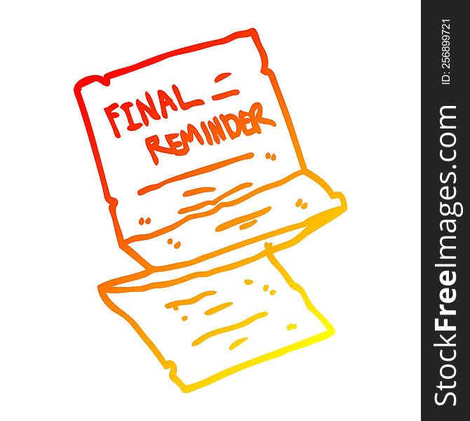 warm gradient line drawing of a cartoon final reminder letter