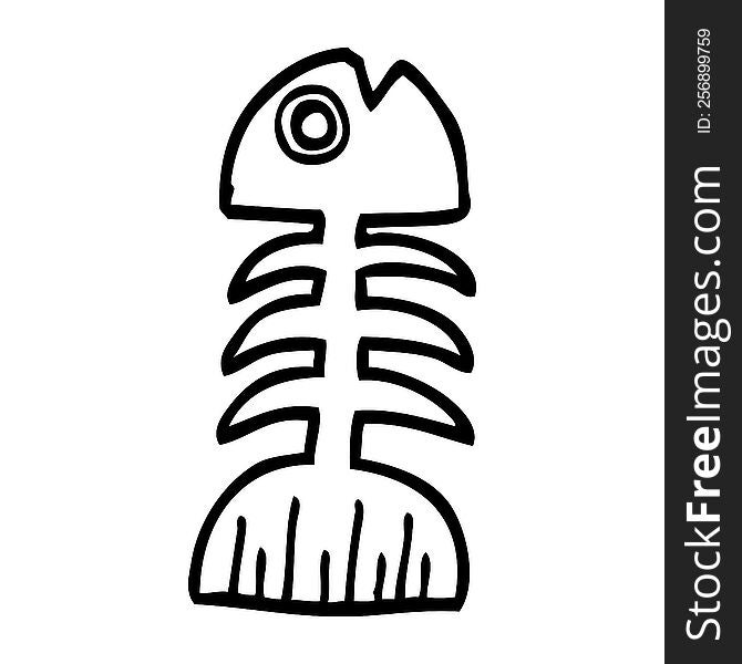 Line Drawing Cartoon Fish Bones