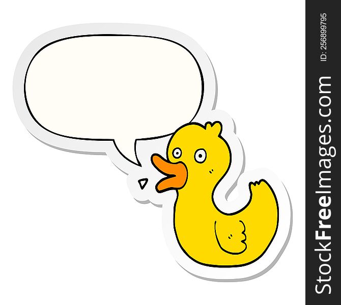 Cartoon Quacking Duck And Speech Bubble Sticker