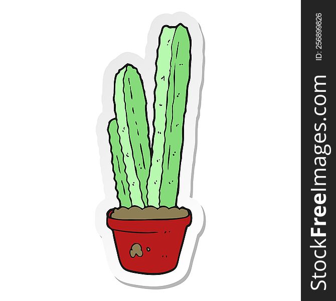 Sticker Of A Cartoon Cactus