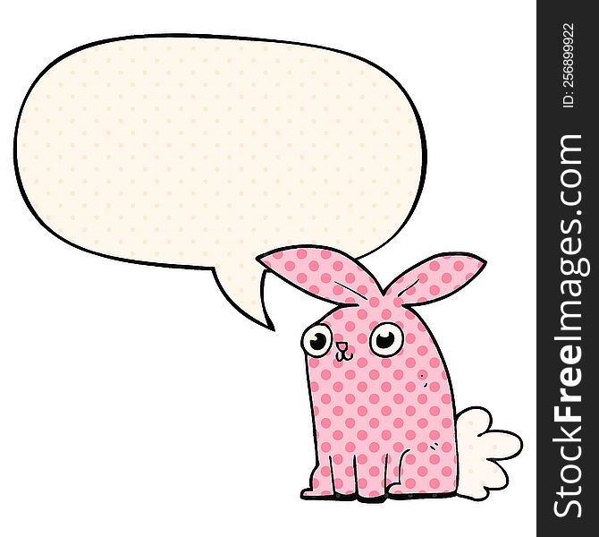 Cartoon Bunny Rabbit And Speech Bubble In Comic Book Style