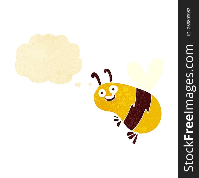 Funny Cartoon Bee With Thought Bubble