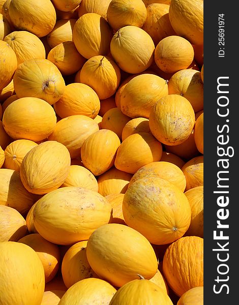Melon fruit in large quantity on the market. Melon fruit in large quantity on the market