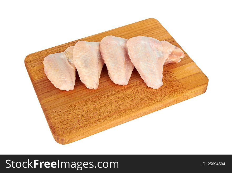 Raw chicken wings isolated on white background