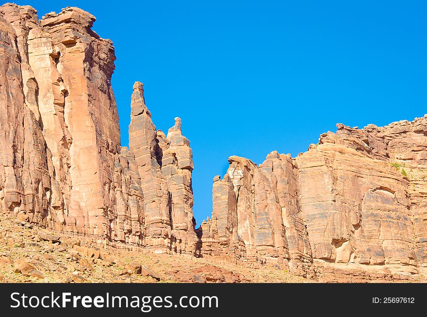 Sandstone Cliffs Along Route 128 In Utah