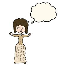 Cartoon Worried Victorian Woman With Thought Bubble Stock Photo Cartoon Worried Victorian Woman With Thought Bubble Stock Photo
