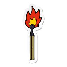 Sticker Of A Cartoon Burning Match Royalty Free Stock Images