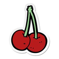 Sticker Of A Cartoon Cherries Royalty Free Stock Image