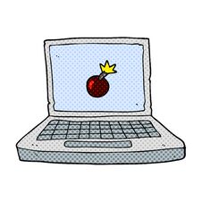 Cartoon Laptop Computer With Bomb Symbol Royalty Free Stock Photography
